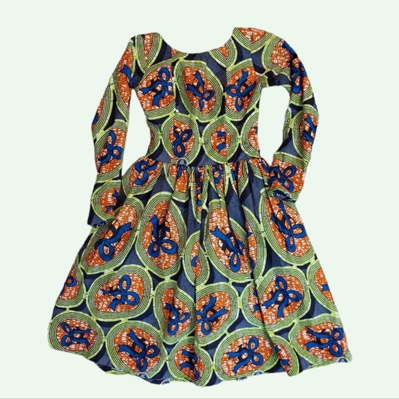 African Skater Dress Handmade Midi Party Dress African Fashion Bohemian Print - Picture 5 of 8